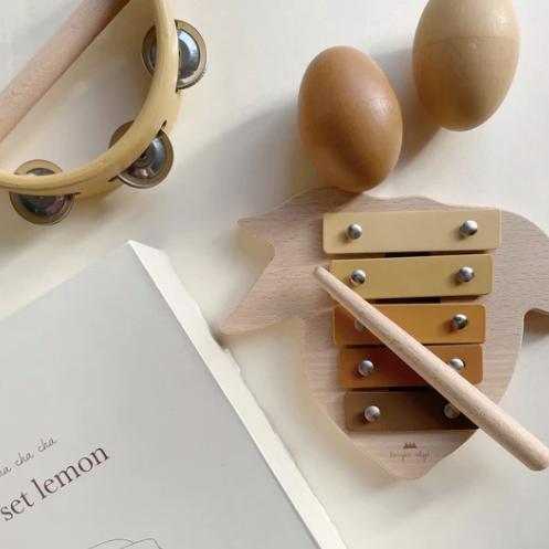 Musical Set | LEMON by Konges Slojd wooden baby toy music set with egg shakers