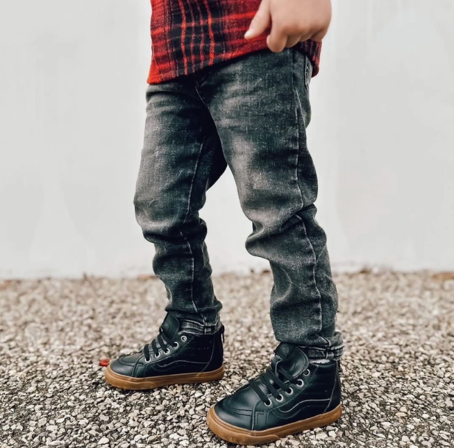 Faded Black Denim Pants | Orcas Lucille fall outfit for toddler boys black denim 