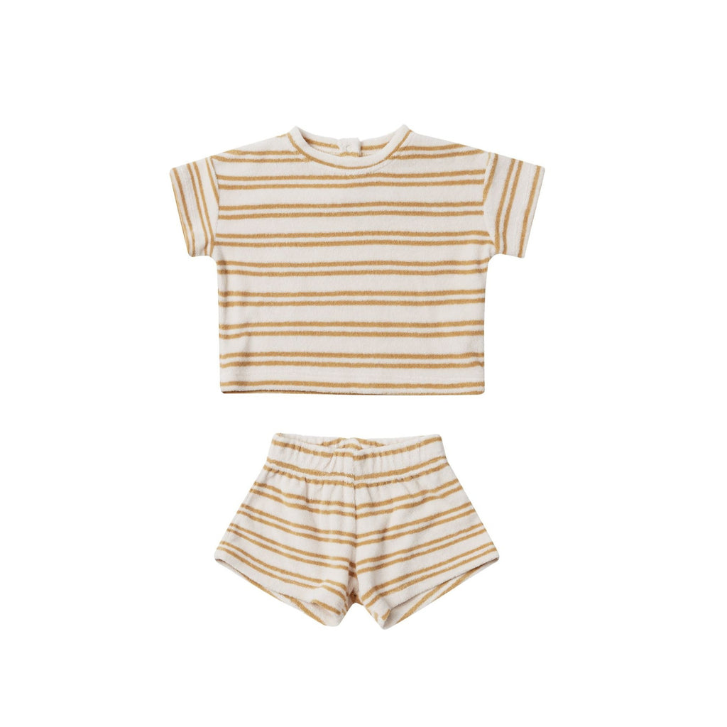 Terry Tee + Short Set|| Honey Stripe by Quincy Mae
