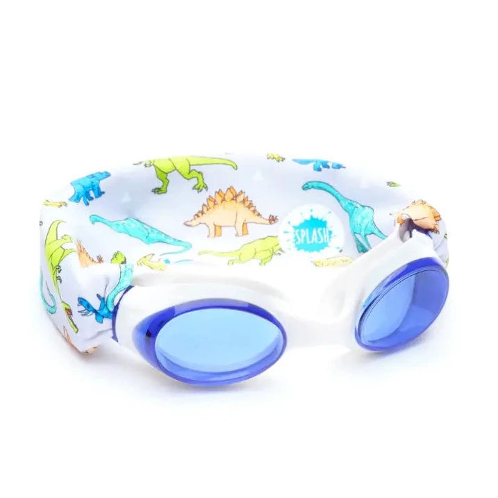 Dino Swim Goggles by Splash Place Swim Goggles, white background. 