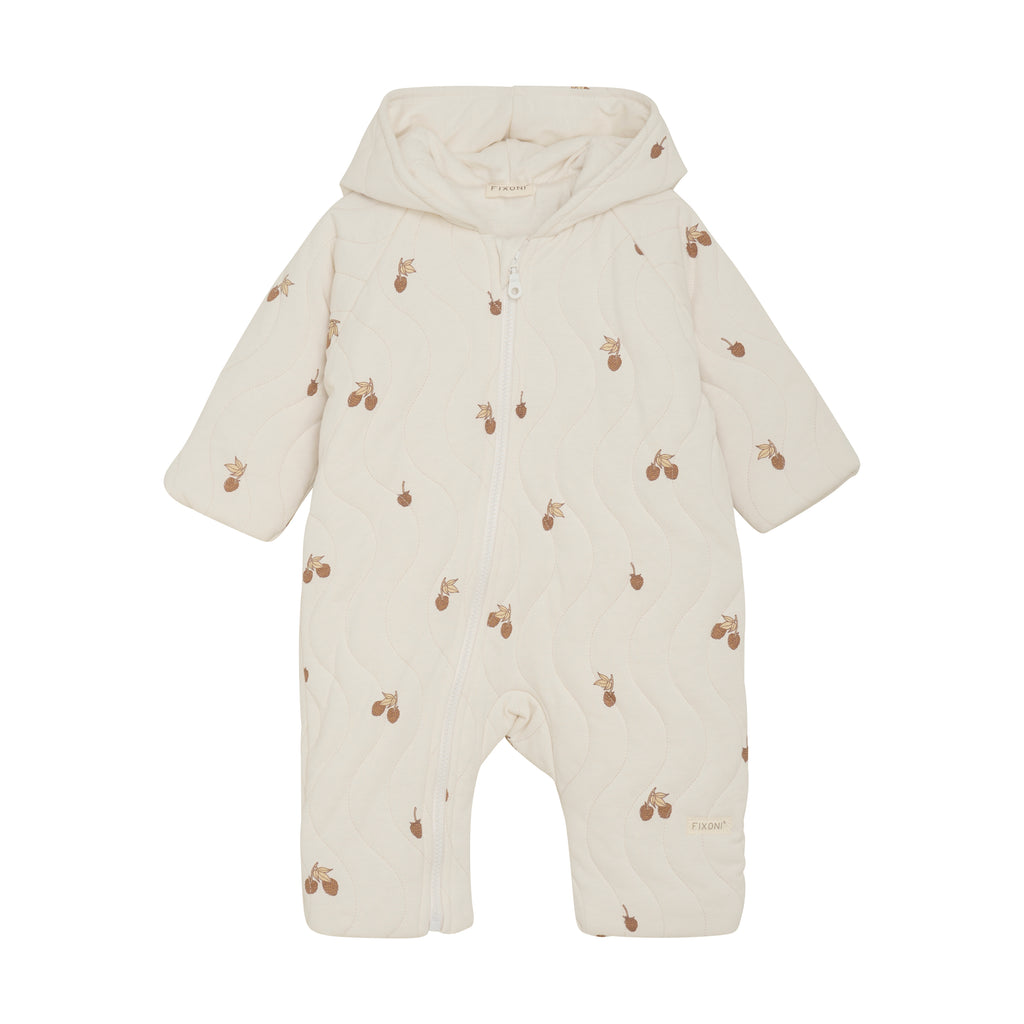 romper zippered front with acorns flat lay