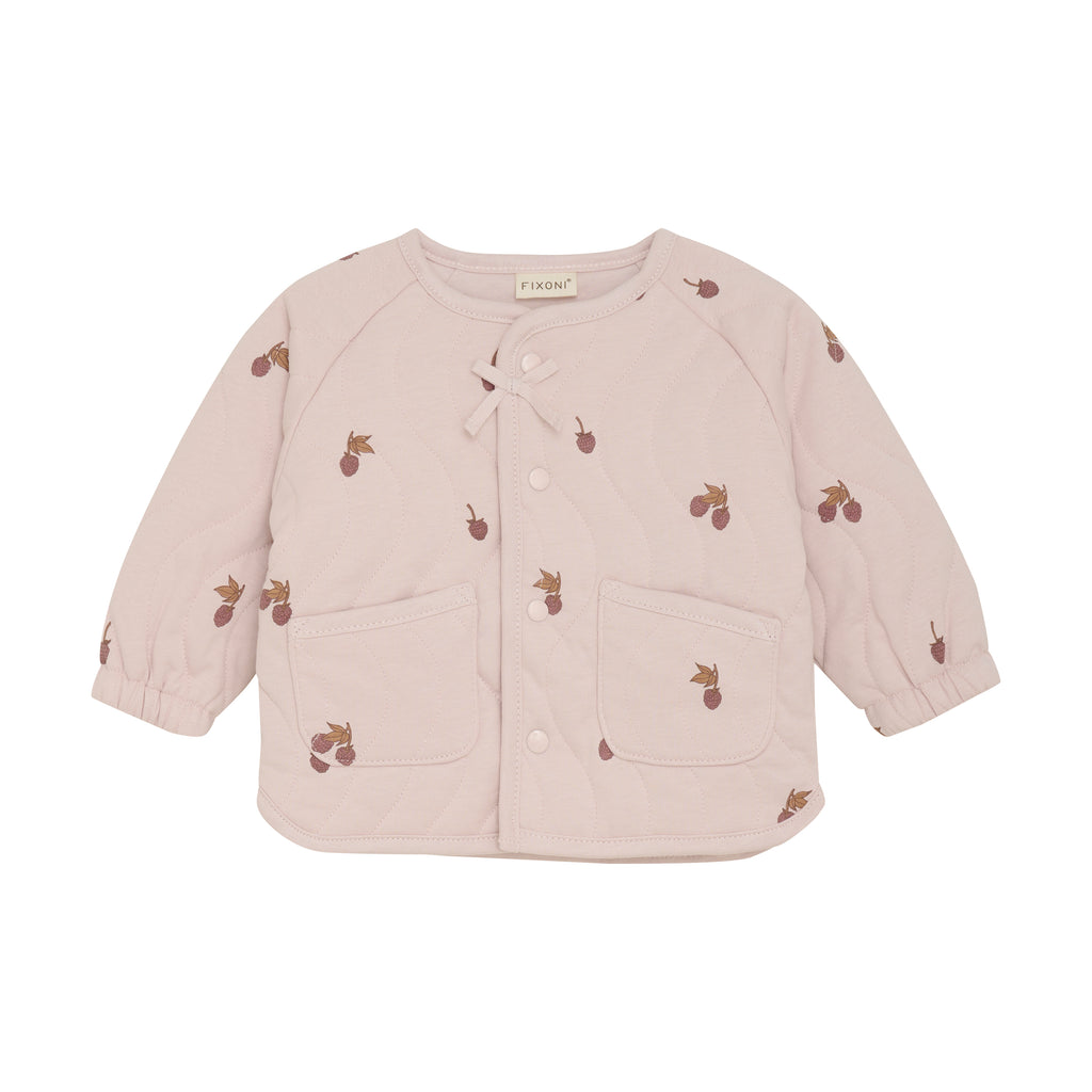 pink jacket with little bow and snap front