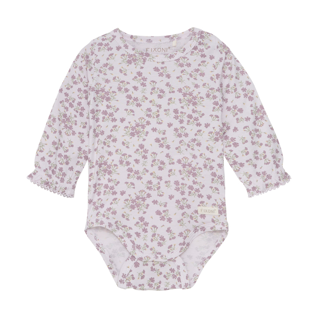 pink floral long sleeve onesie