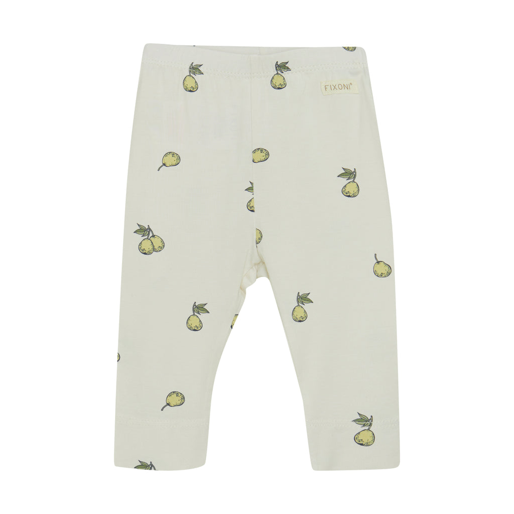 Cream leggings with pears flat lay