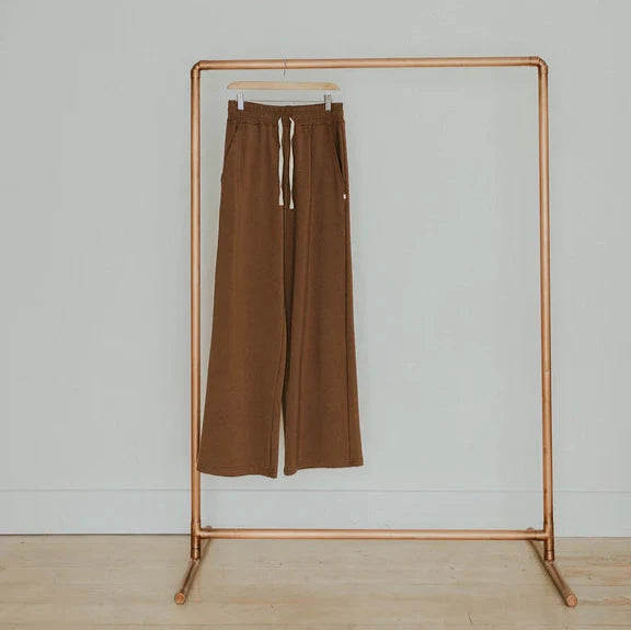 wide leg terry pant on gold rack 