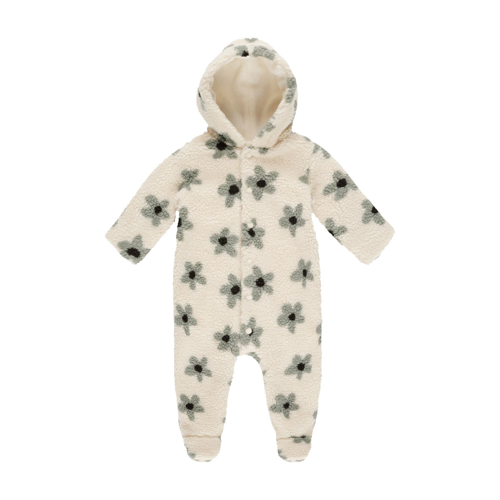 fleece jumpsuit in daisy on white background 