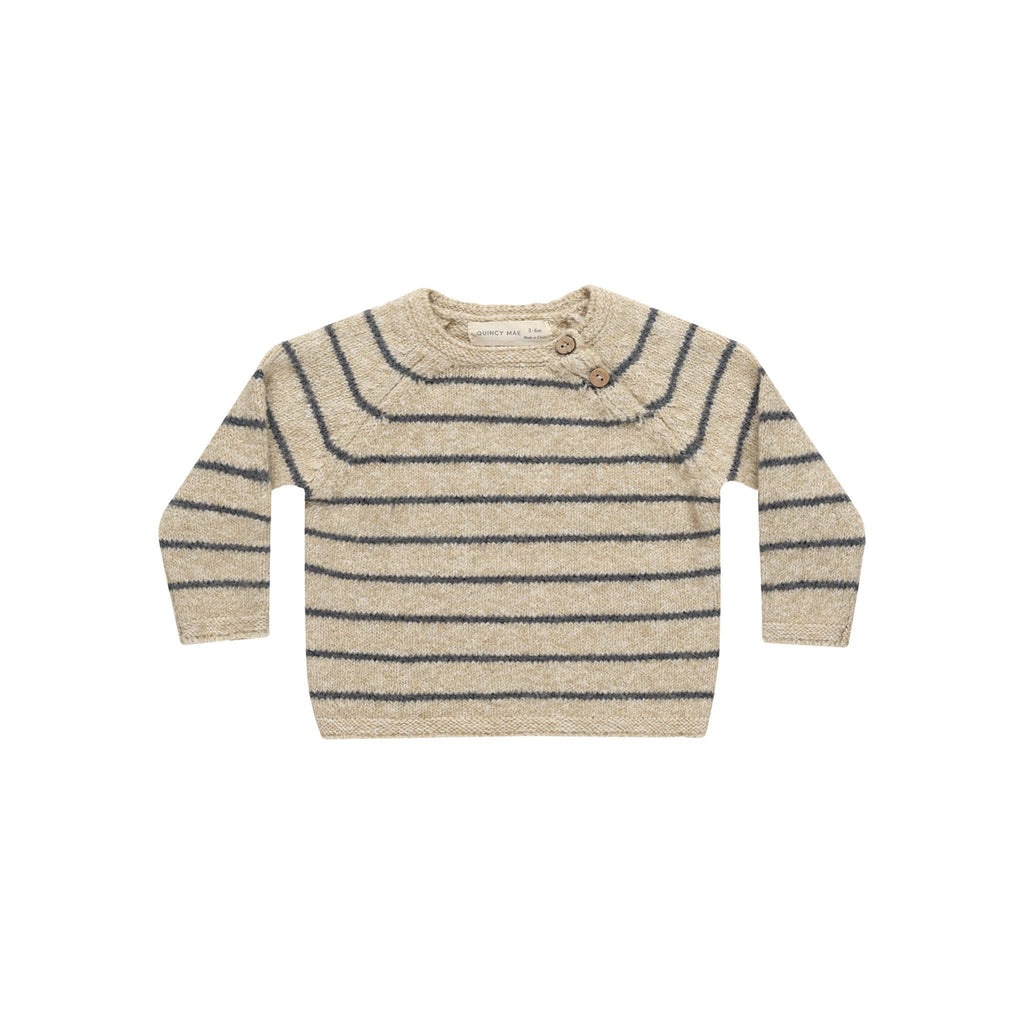 sweater knit in indigo stripe flatlay on white background 