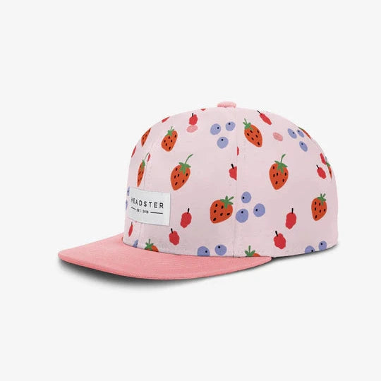 pink hat with strawberries and blueberries