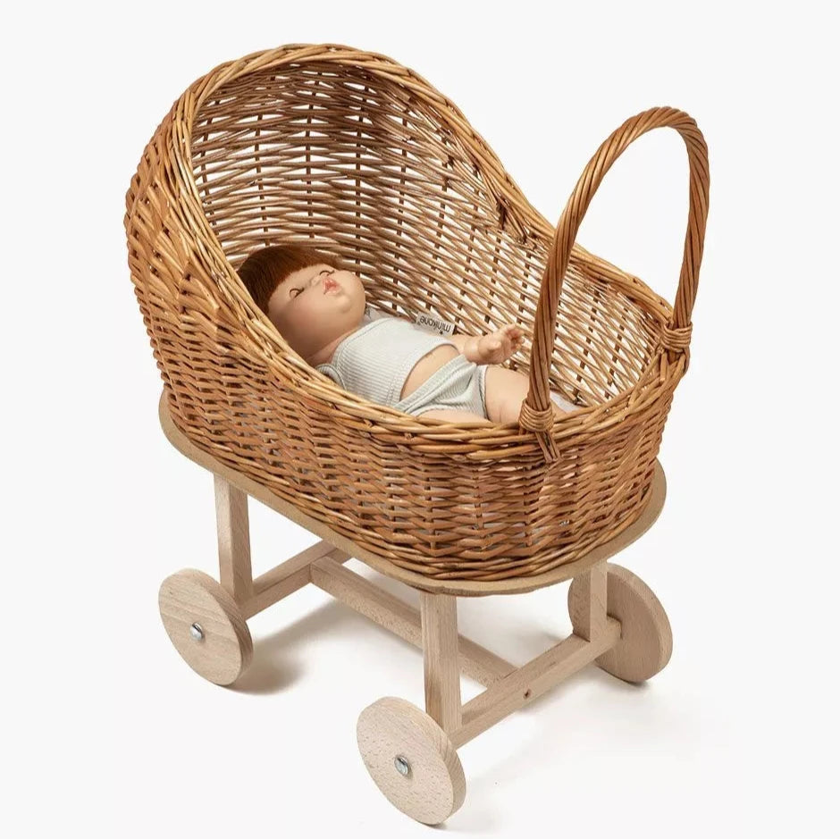 wicker pram with doll 