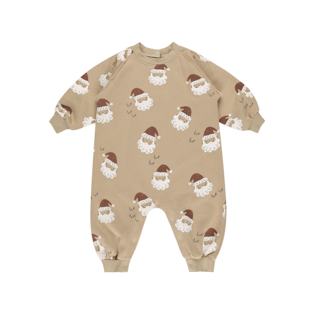 flatlay of santa jumpsuit on white background 