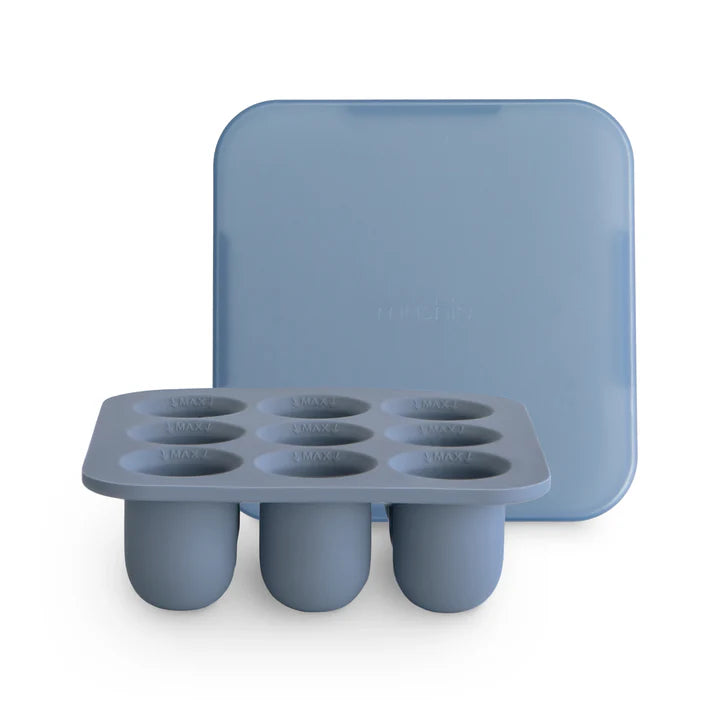 blue freezer tray on white background 