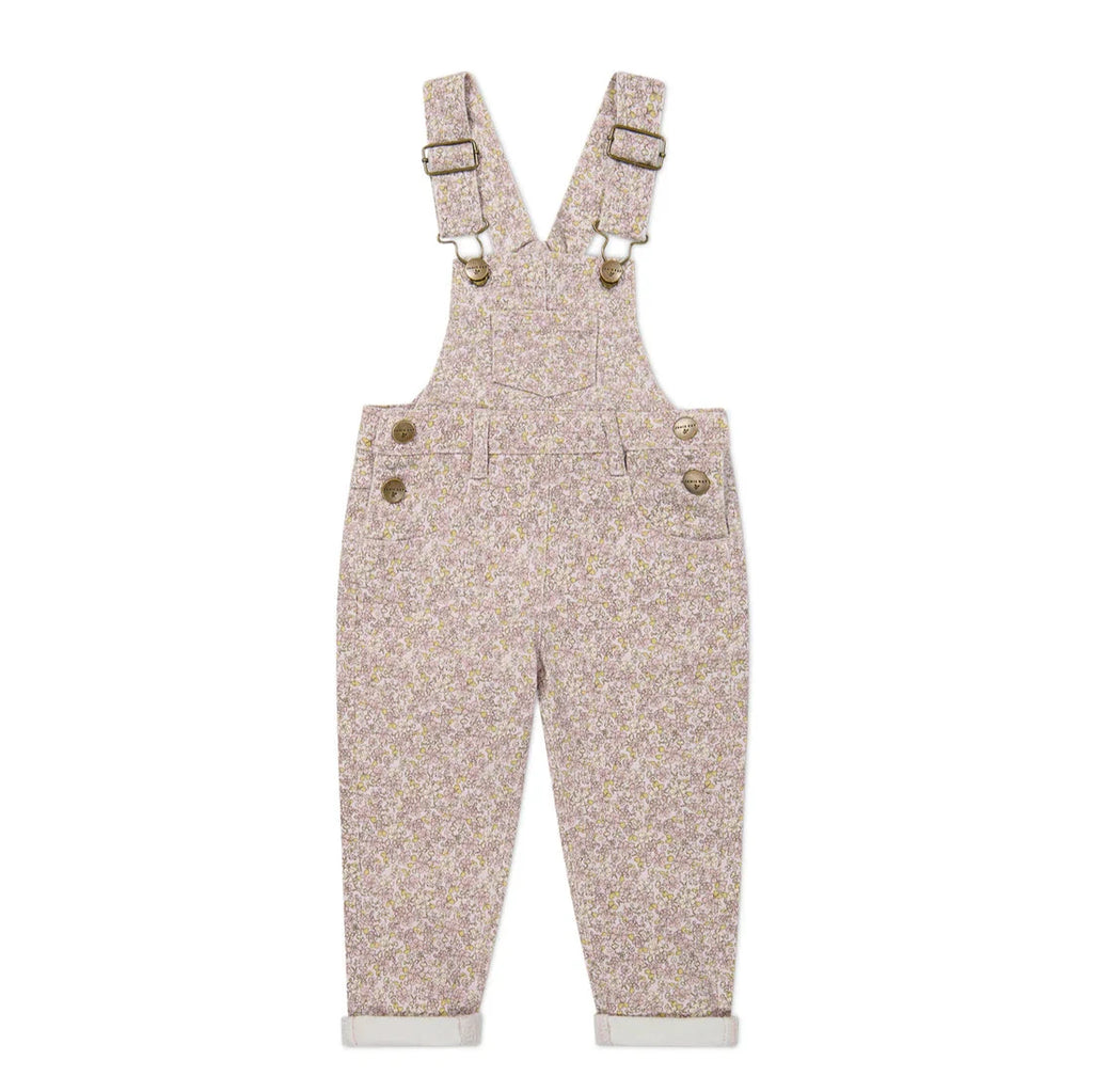 overalls in flowers on white background 