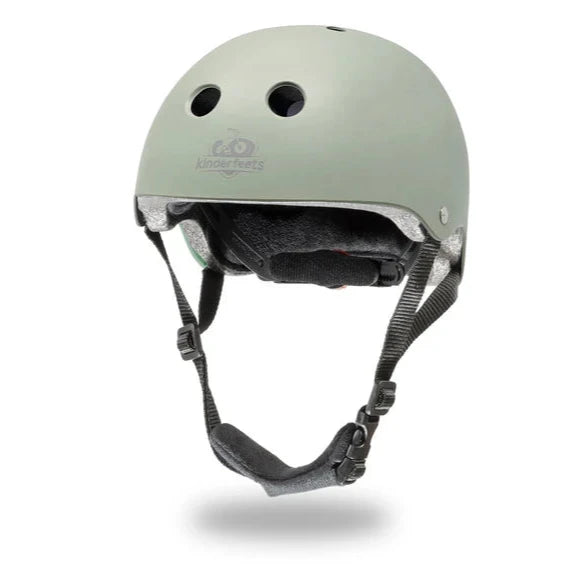 silver sage helmet flatlay on white background 