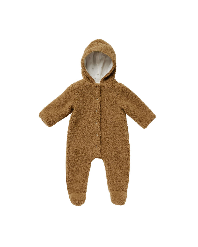 bear suit || brass by Rylee and Cru coziest sherpa soft fall outerwear one piece for babies button down