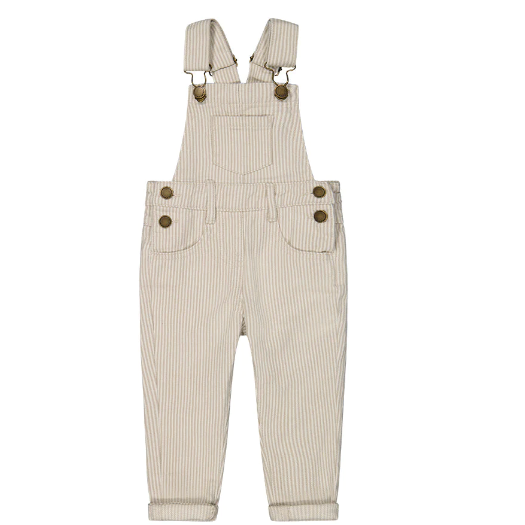 Jordie Cotton Twill Overall in Stripe | Jamie Kay baby overalls on white background