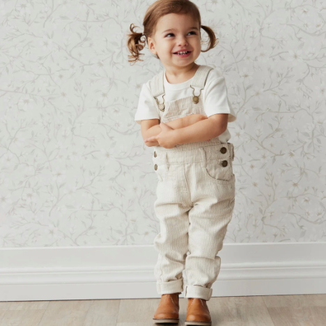 Jordie Cotton Twill Overall in Stripe | Jamie Kay on smiling baby girl 