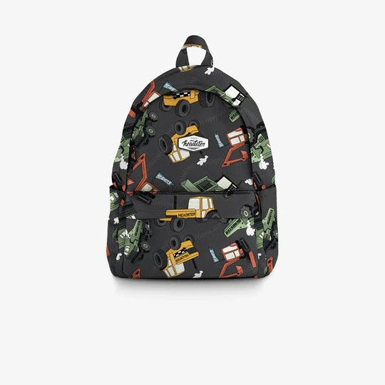 black back pack with trucks