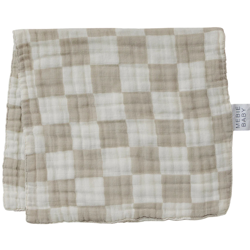 Taupe Checkered Burp Cloth by Mebie Baby