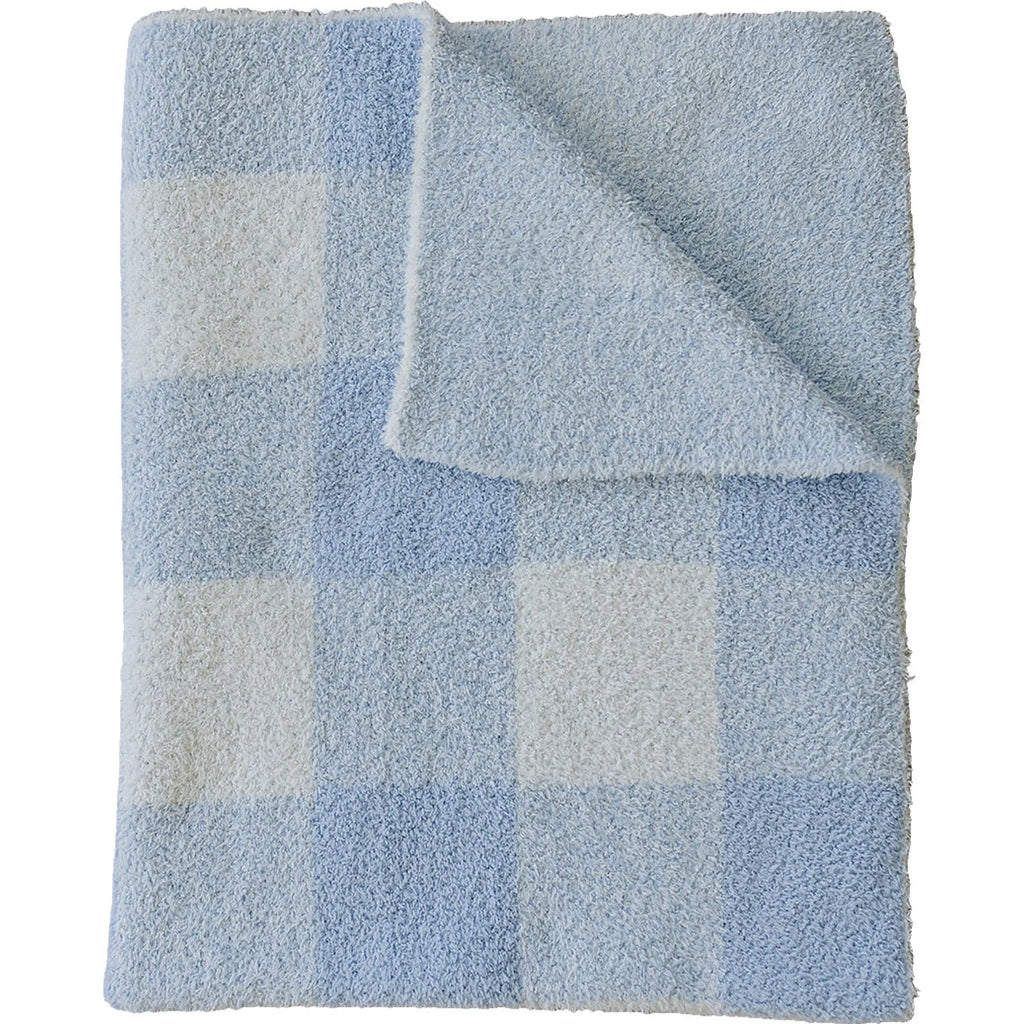 plush blue plaid blanket 