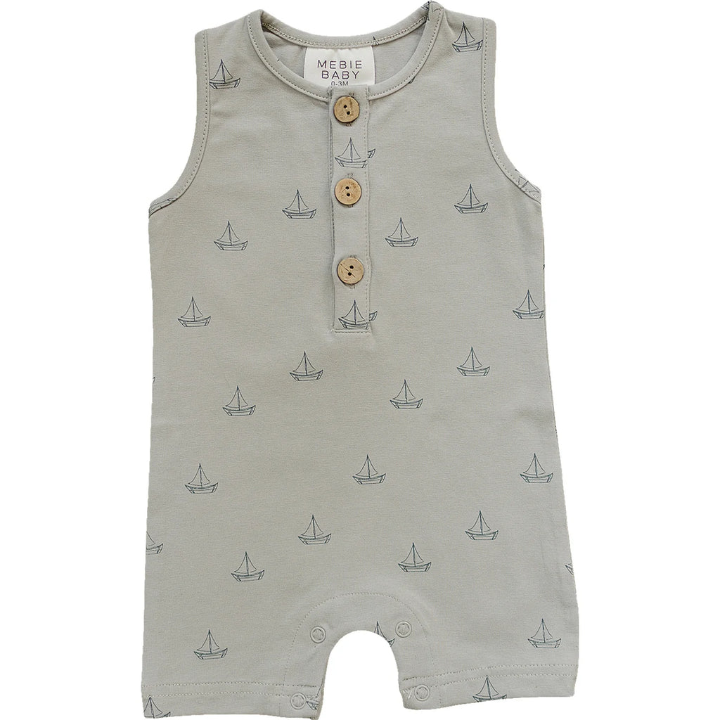 sail boat romper on white backround 