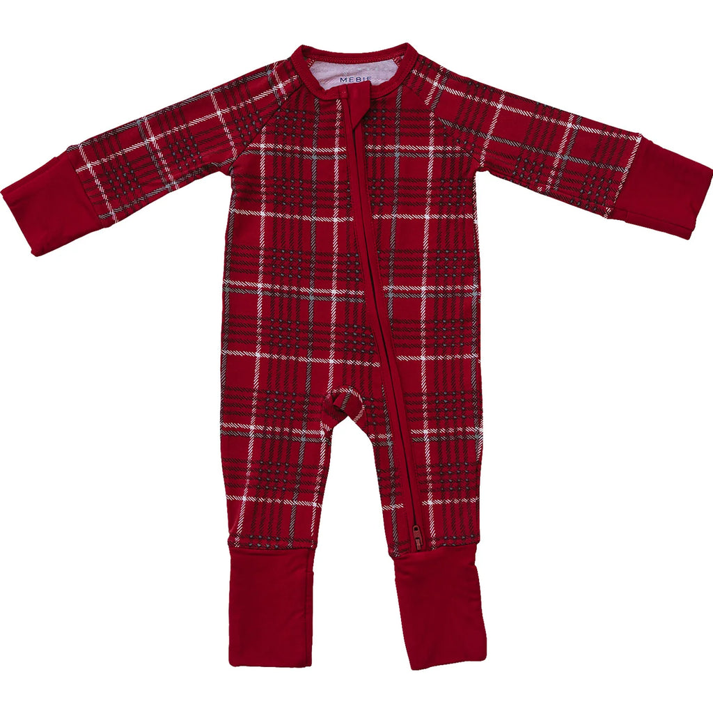 red plaid bamboo zipper on white background