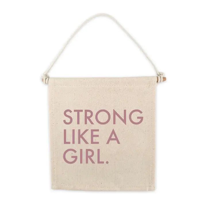 strong like a girl hang sign on white background 