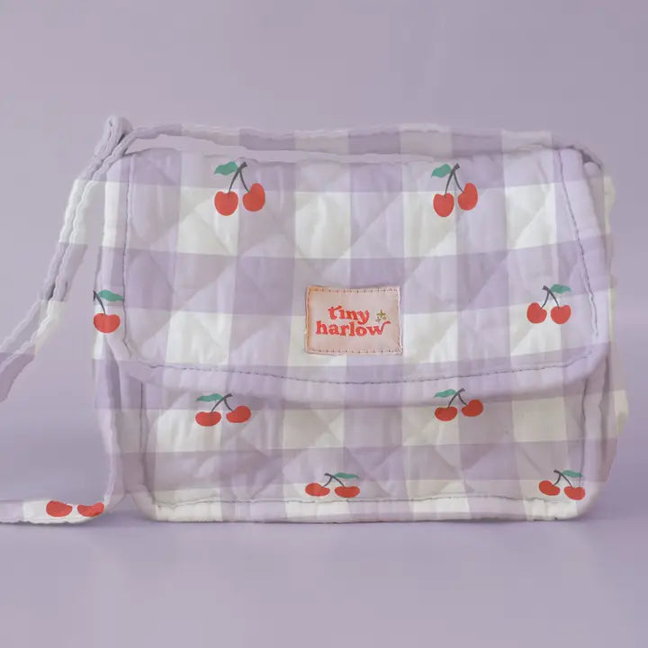 cherry bag on purple background for dolls 