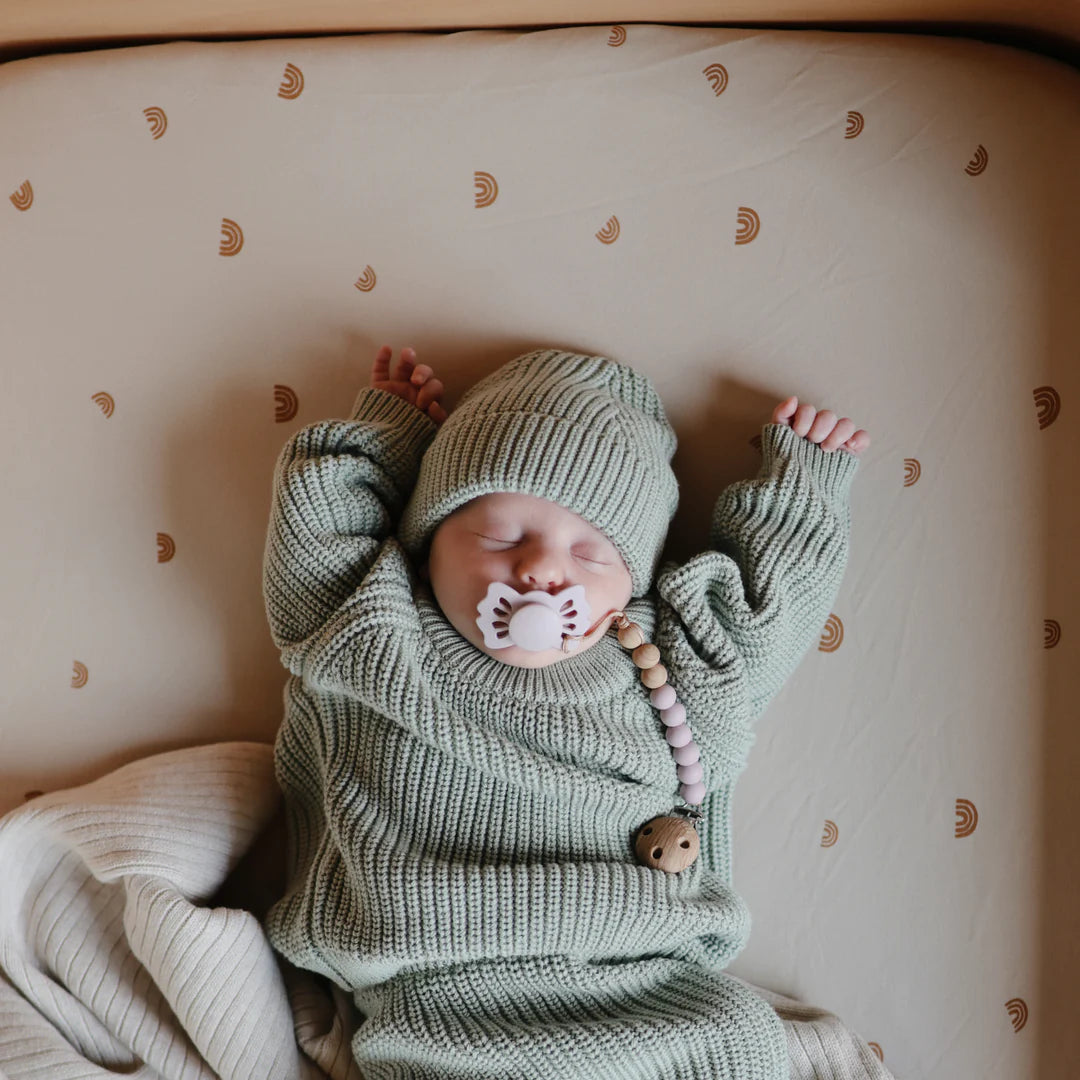 Mushie Stretchy Crib Sheet Rainbows