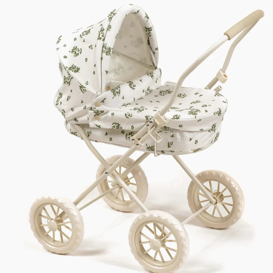 pram in floral green 