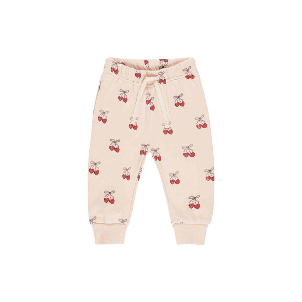 flatlay of heart pants on white background 