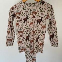 Two Piece PJ set with deer hanging on a hanger