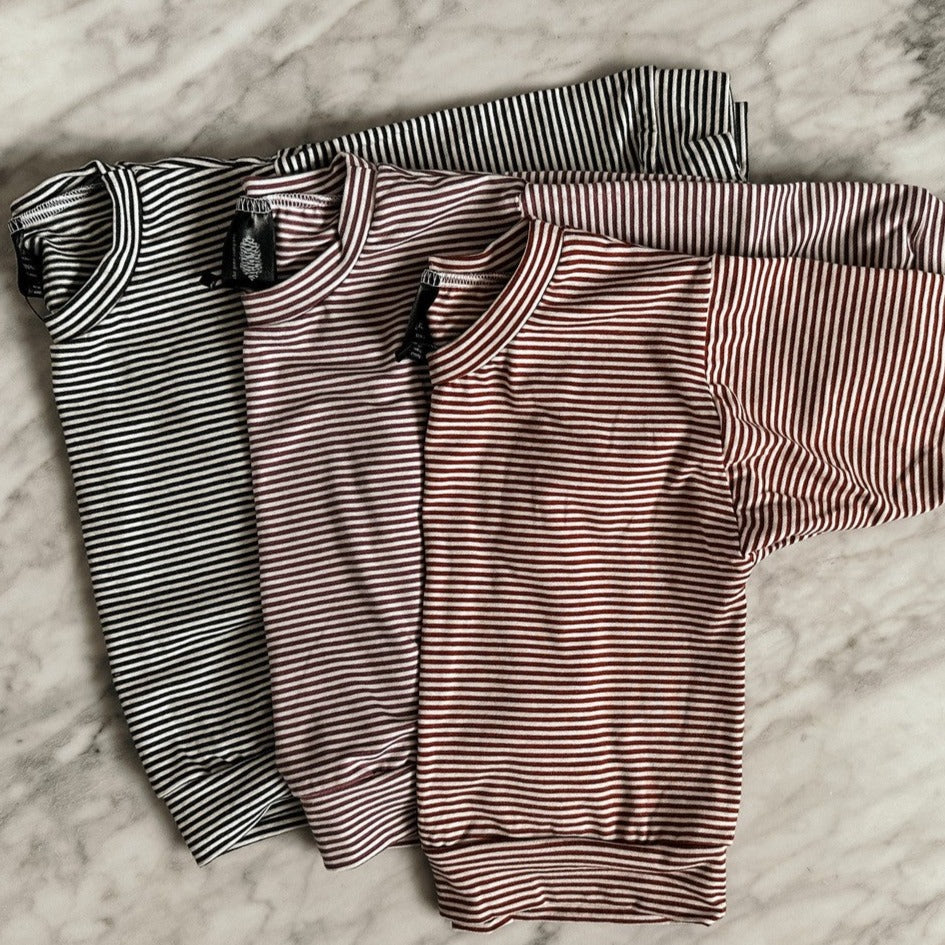 Striped Lounge Sets by The Pine Company 3 long sleeve tops on marble