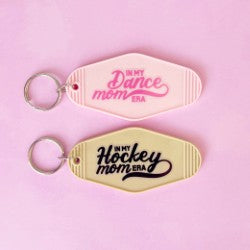 pink & beige keychain with pink back ground