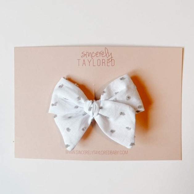 White Dots Bow by Sincerely Taylored Baby hair clip for babies