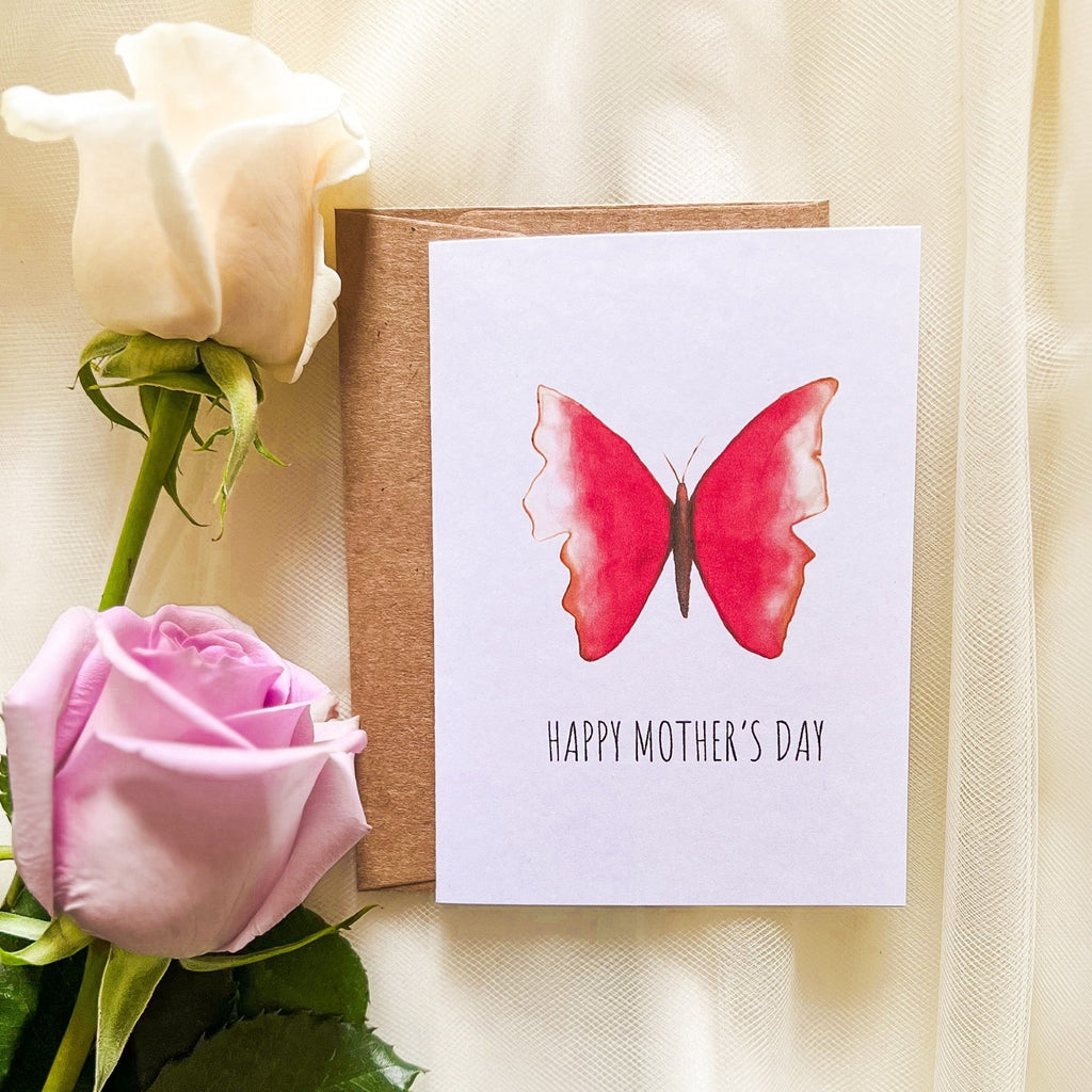 mother's day card flatlay with roses 