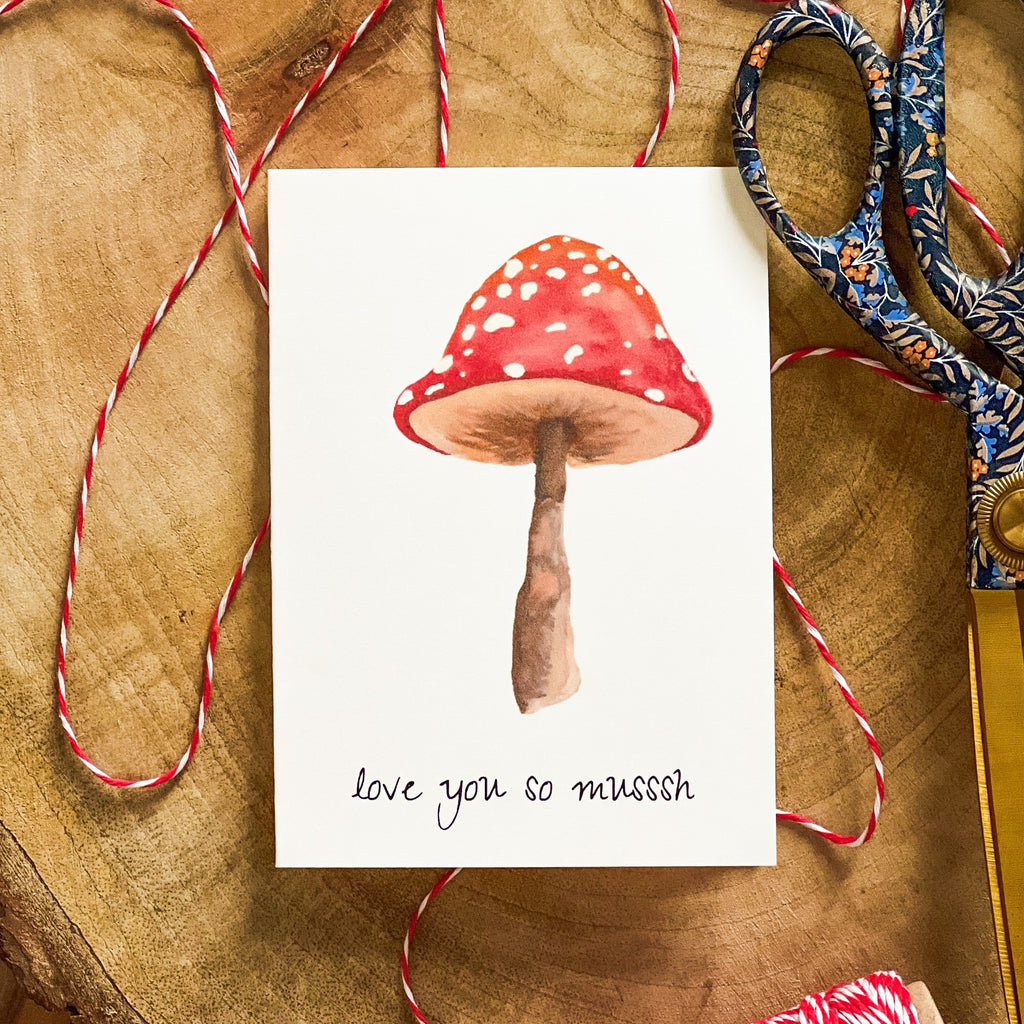 mushroom card flatlay 