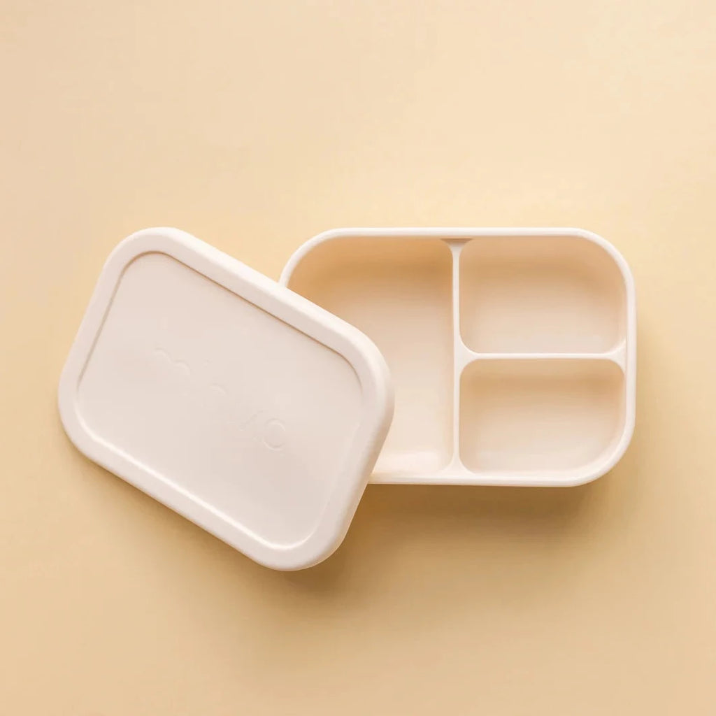 Silicone Bento Box by Minika on beige background shell