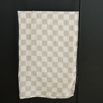 Taupe Checkered Muslin Swaddle by Mebie Baby
