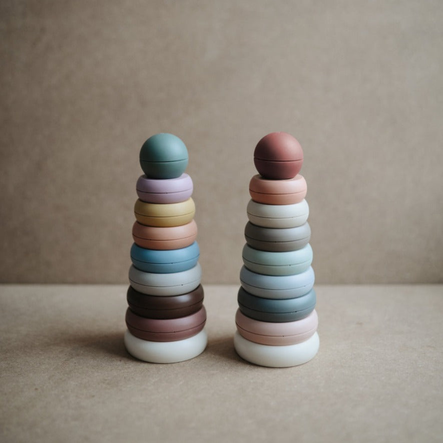 Stacking Rings Toys by Mushie in a studio in Rustic and Original. 