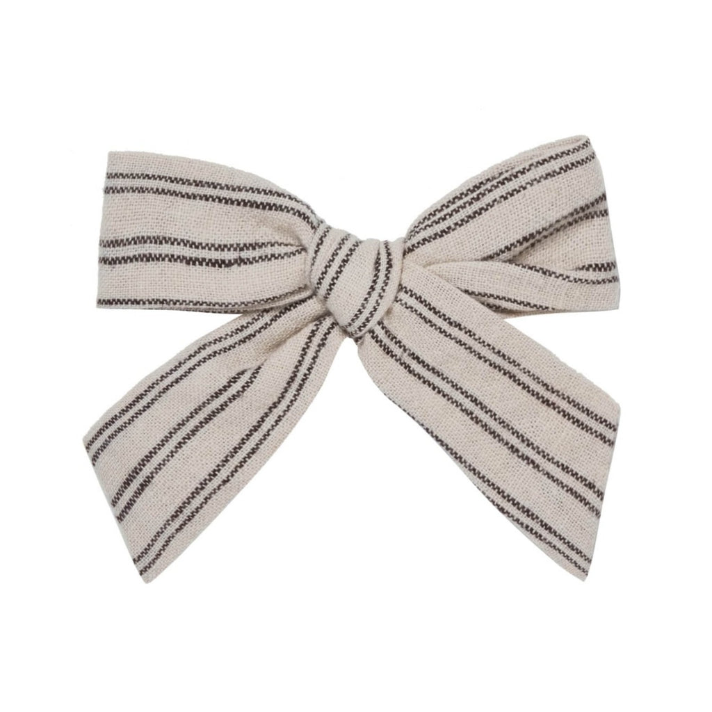 White background with Girly Bow with Clip in Black Pinstripe by Rylee and Cru.