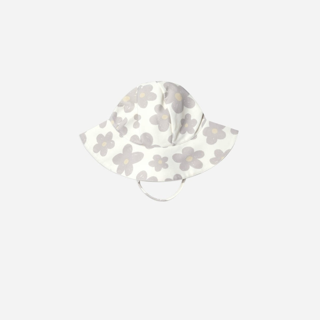 Floppy Swim Hats by Rylee and Cru in retro floral, white background. 
