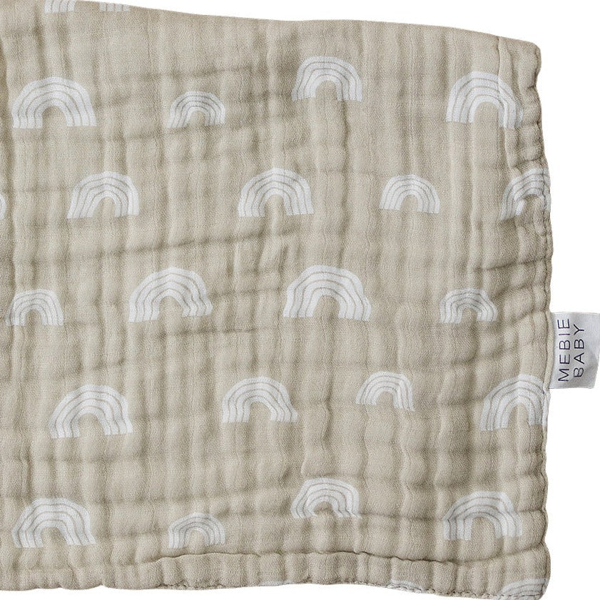 Sand Rainbow burp cloth by Mebie Baby with a white background. 