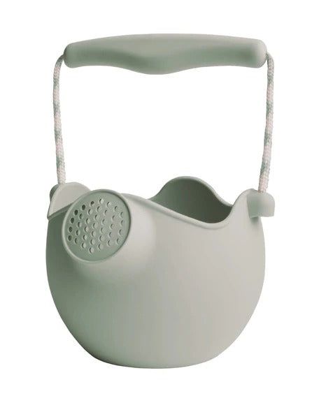 White background with Scrunch Watering Can in Sage by Scrunch Kids.