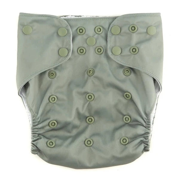 Sage Green reusable diaper by Current Tyed. White background. 