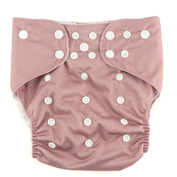 Dusty Rose Reusable Swim Diaper by Current Tyed. White background. 