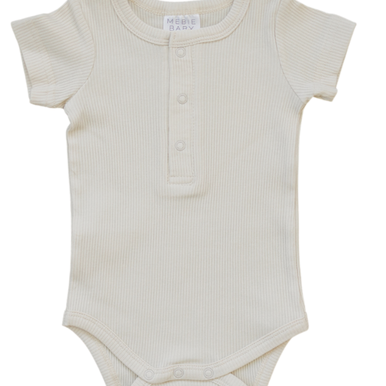 Vanilla Organic Bodysuit by Mebie Baby with a white background. 