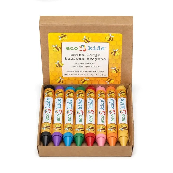 Eco-Kids Extra Large Beeswax crayons - white background. 