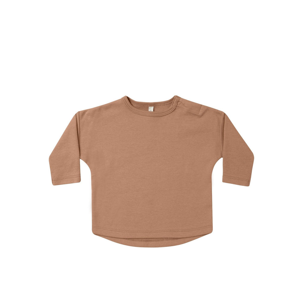 long sleeve tee | in clay by Quincy Mae rust bamboo top on white background